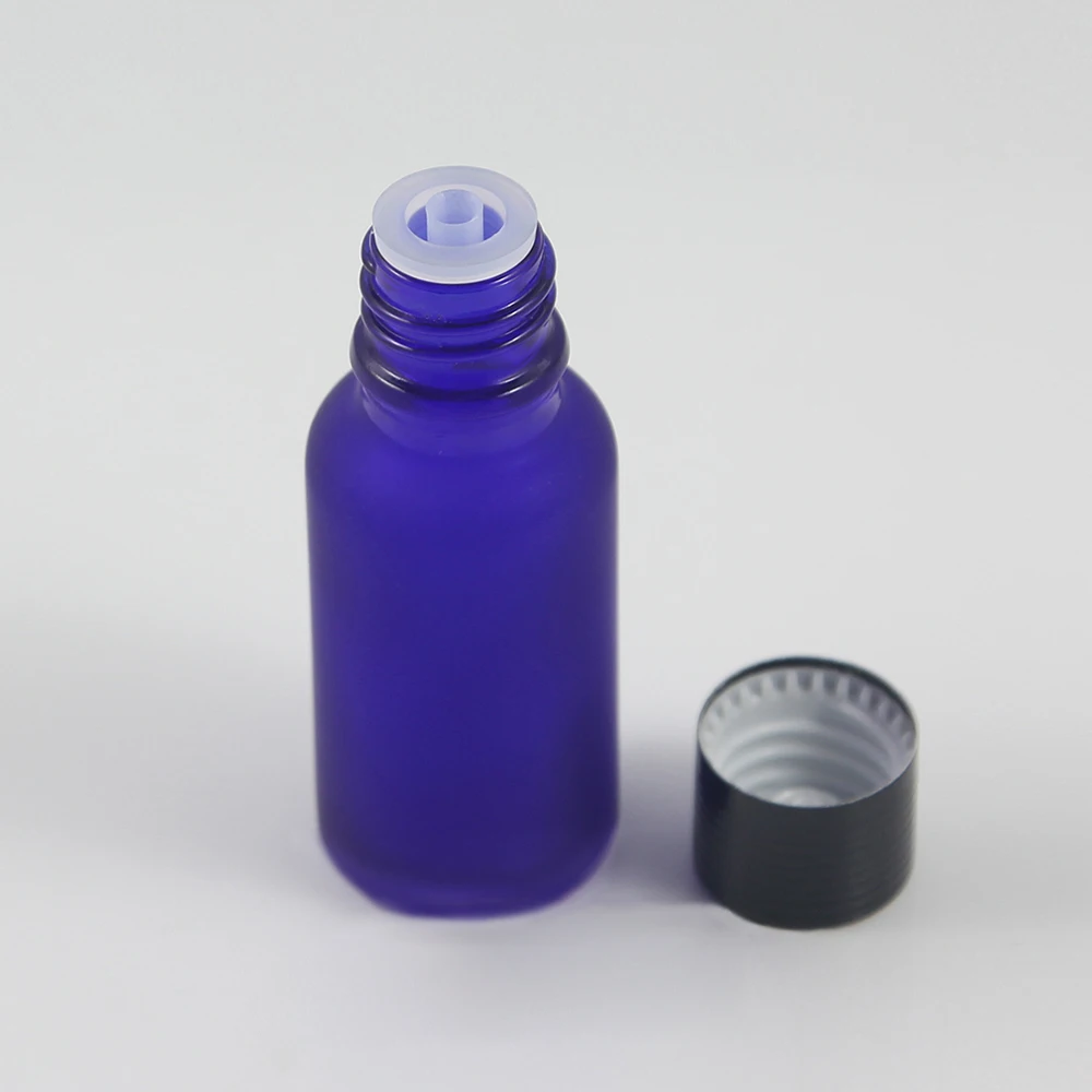 New product 20ml glass bottle frosted blue plant custom cosmetic bottle glass cosmetic packaging