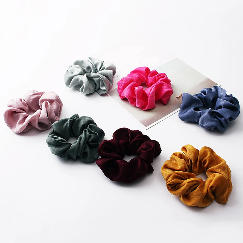 2022 New arrival Fashion women lovely satin Hair bands bright color hair scrunchies girl's hair Tie Accessories Ponytail Holder