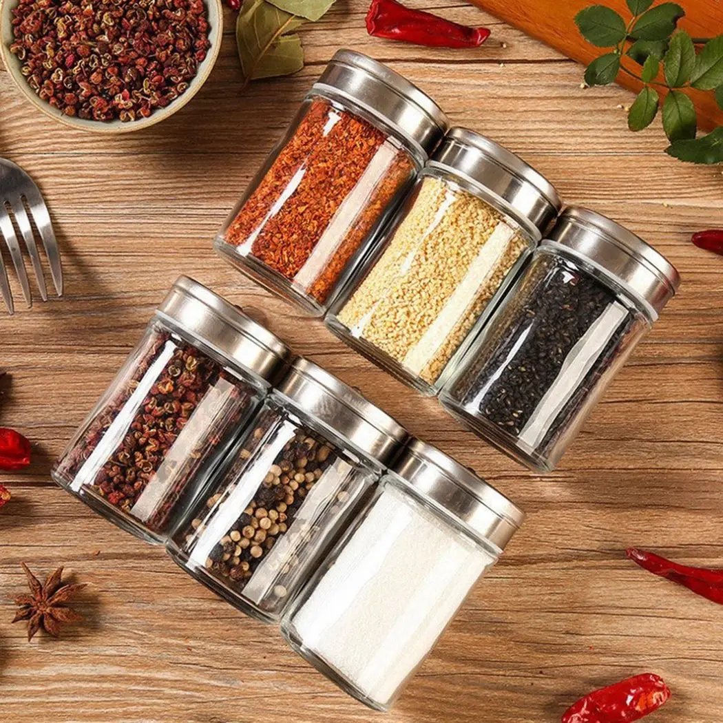 Kitchen Gadgets Spice Bottle Seasoning Box Kitchen Spice Storage Bottle Jars Transparent PP Salt Pepper Cumin Powder Box Set