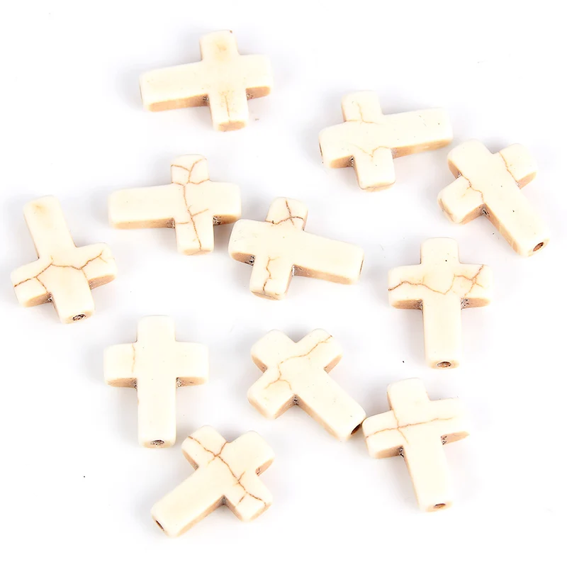 20pcs Natural Stone Cross Bead Charms For Woman Girls Charms Necklace Bracelet DIY Jewelry Making 15*11mm