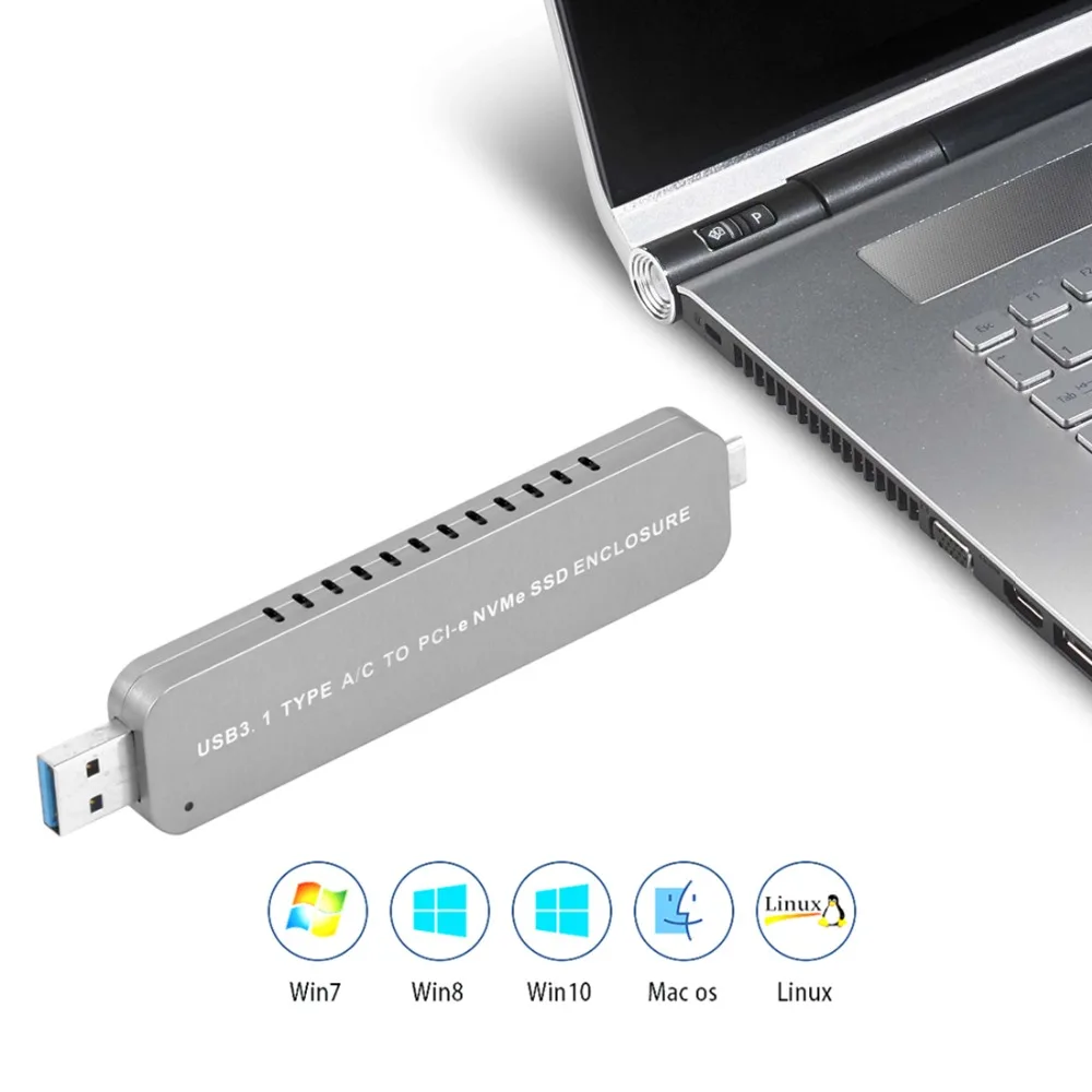 USB to M.2 SSD Enclosure USB3.0 Type-A Combo Type-C for Pci-e M2 M-Key SSD Support UASP TRIM 2280 HDD Mobile Hard Drive Box