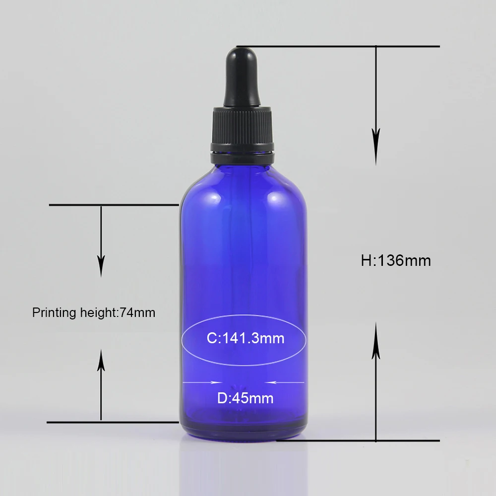 100ml massage oil bottle blue glass 100ml oil packaging plastic bottle cosmetic