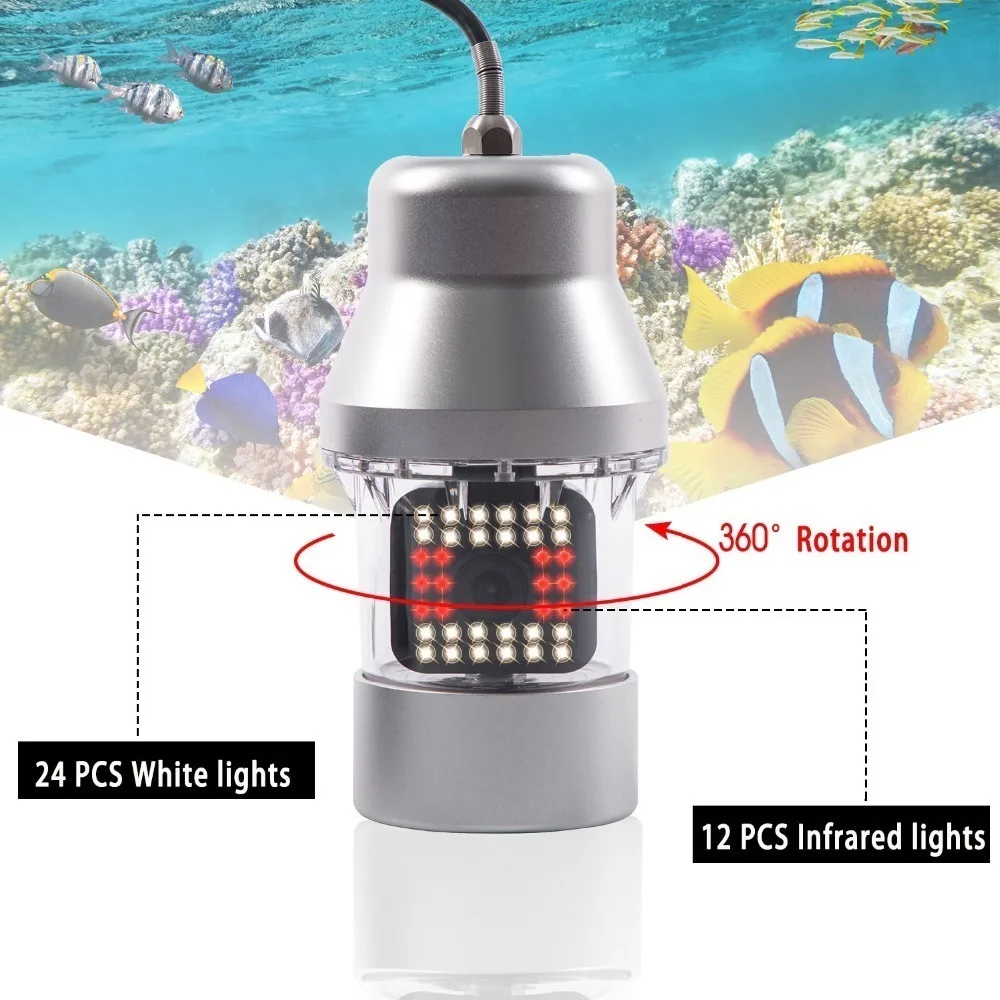 SYANSPAN 36LED 100/200m Ice Sea Fishing Camera 360°Spinning DVR Fish Finder Underwater Salvage/Inspection/Fish Camera 7