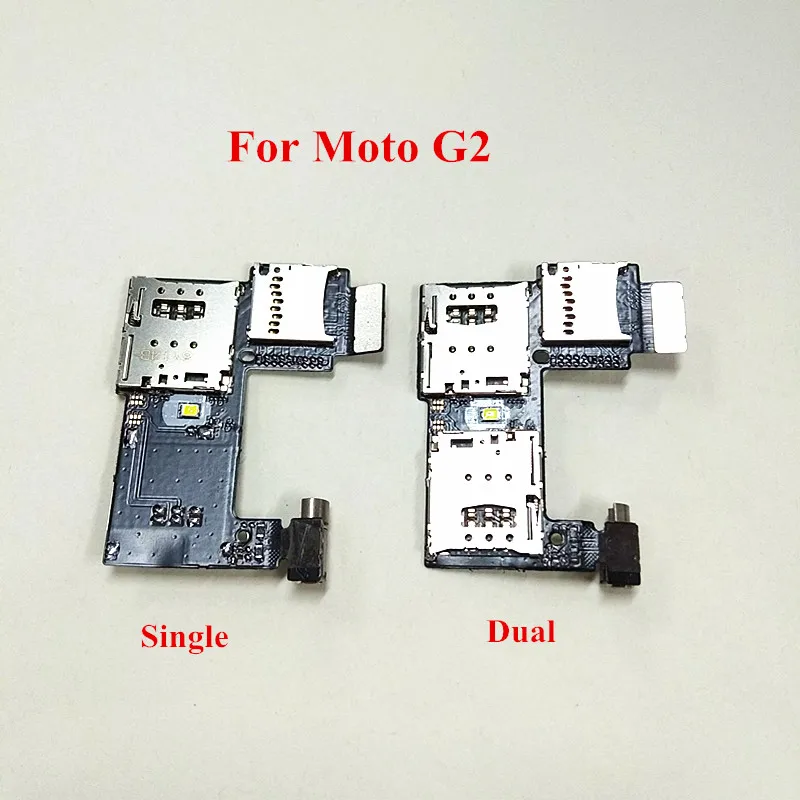 

10pcs/Lot Dual Single SD Slot Holder SIM Card Reader Holder Slot Flex Cable with Vibrator For Motorola Moto G2 XT1068 XT1069