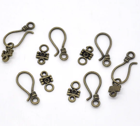 Lovely 50 Sets Bronze Tone Hook Toggle Clasps 23x10mm 14x8mm (B14514)