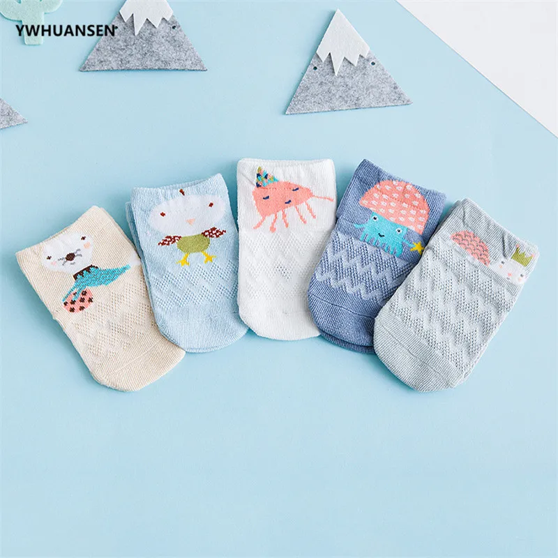 5 Pairs/lot Cotton Boy Child Socks Infants Summer Mesh Socks For Newborns Baby Cute Cartoon Socks For Girls Thin Soft