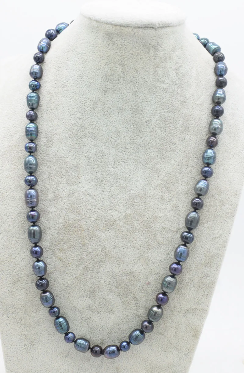 freshwater pearl black egg round 9-13mm necklace 20inch  wholesale beads nature FPPJ woman 2018