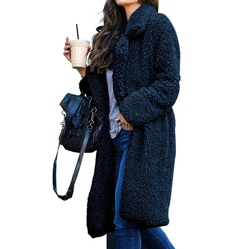 Plush Coat Women Fur Lamb Thicken Winter Warm Long Sleeve Female Jackets Overcoat Outwear Faux Fur Coat For Women