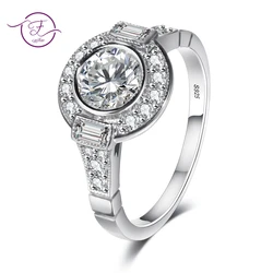 Round Exquisite Romantic Wedding Rings For Women Lovers Simple S925 Silver Fashion Jewelry With Cubic Zirconia Stones