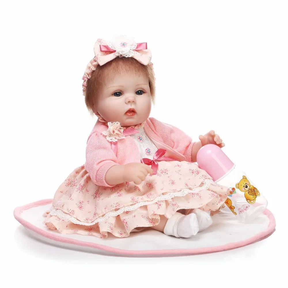 40cm Soft Silica gel  Reborn Baby Girl Doll Appease Lifelike Babies play house toy for Children's Christmas Birthday Gift