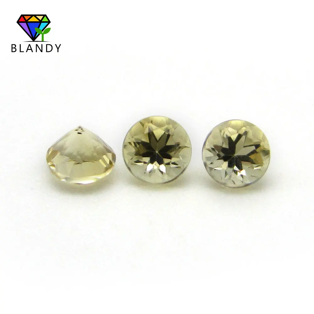 500pcs/lot 1.0-3.5mm Loose Natural Crystal Stone Beads Round Cut Light Color Citrines For Jewelry