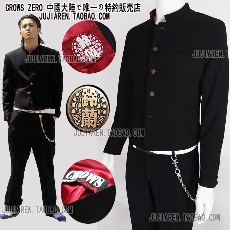 

Free shipping Japanese Suzuran school uniform Genji set male slim blazer chinese tunic suit piece set jacket+pants