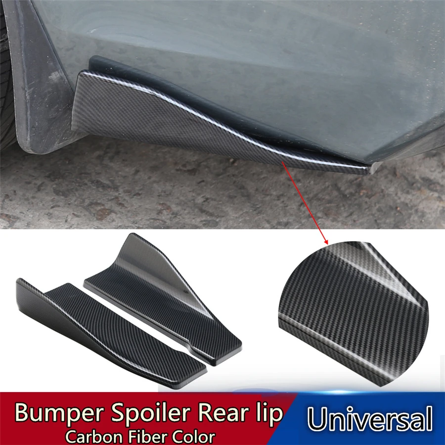 1Pair Universal Carbon Fiber Color Car Bumper Spoiler Rear Lip Angle Splitter Diffuser Anti-crash modified Car Body Side Skirt