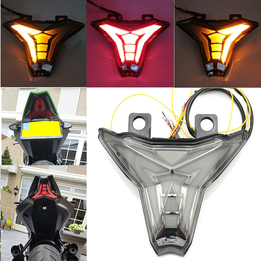 Montaje de luz trasera Led para motocicleta Kawasaki Z1000 Ninja, ZX-10R de frenado, luz de giro, lámpara de freno