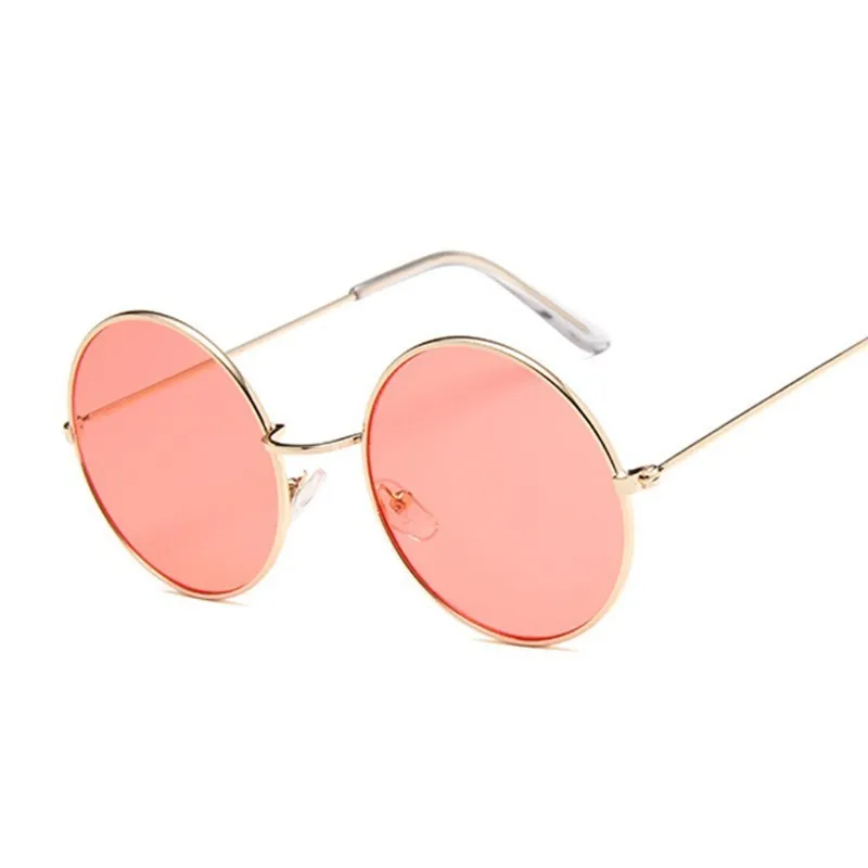 2019 Retro Round Pink Sunglasses Woman Brand Designer Sun Glasses For Woman Alloy Mirror Female Oculos De Sol Black