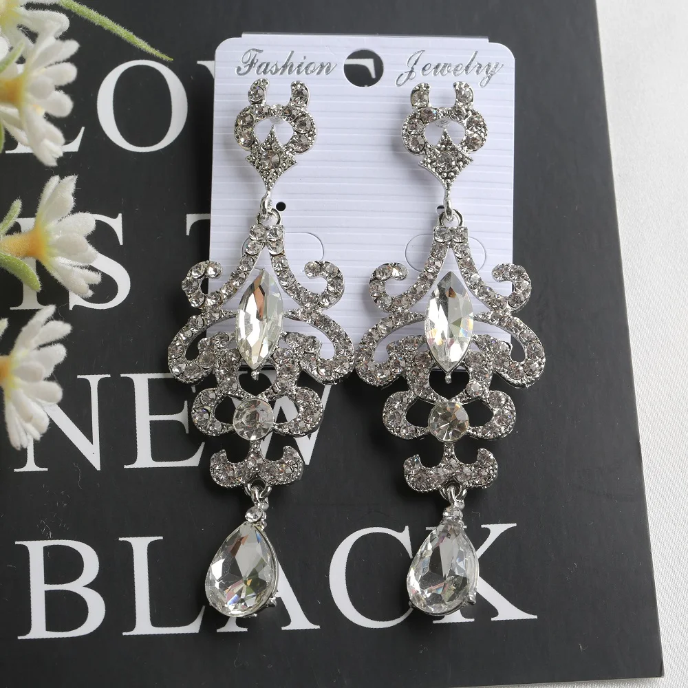 VEYO Vintage Luxury Rhinestone Drop Crystal Earrings for Women 3 Colour Fashion Jewelry Gift