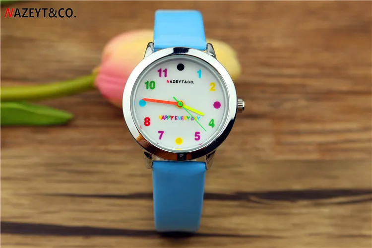 promotion NAZEYT kids watch little boys girls lovely color scale face quartz watch simple dial easy learn time for student clock