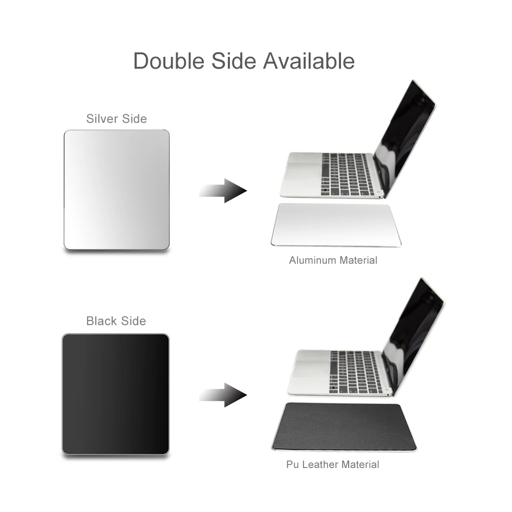 Metal Aluminum Mouse Pad Mat Hard Smooth Magic Thin Mousead Double Side Waterproof Fast and Accurate Control for Office Home