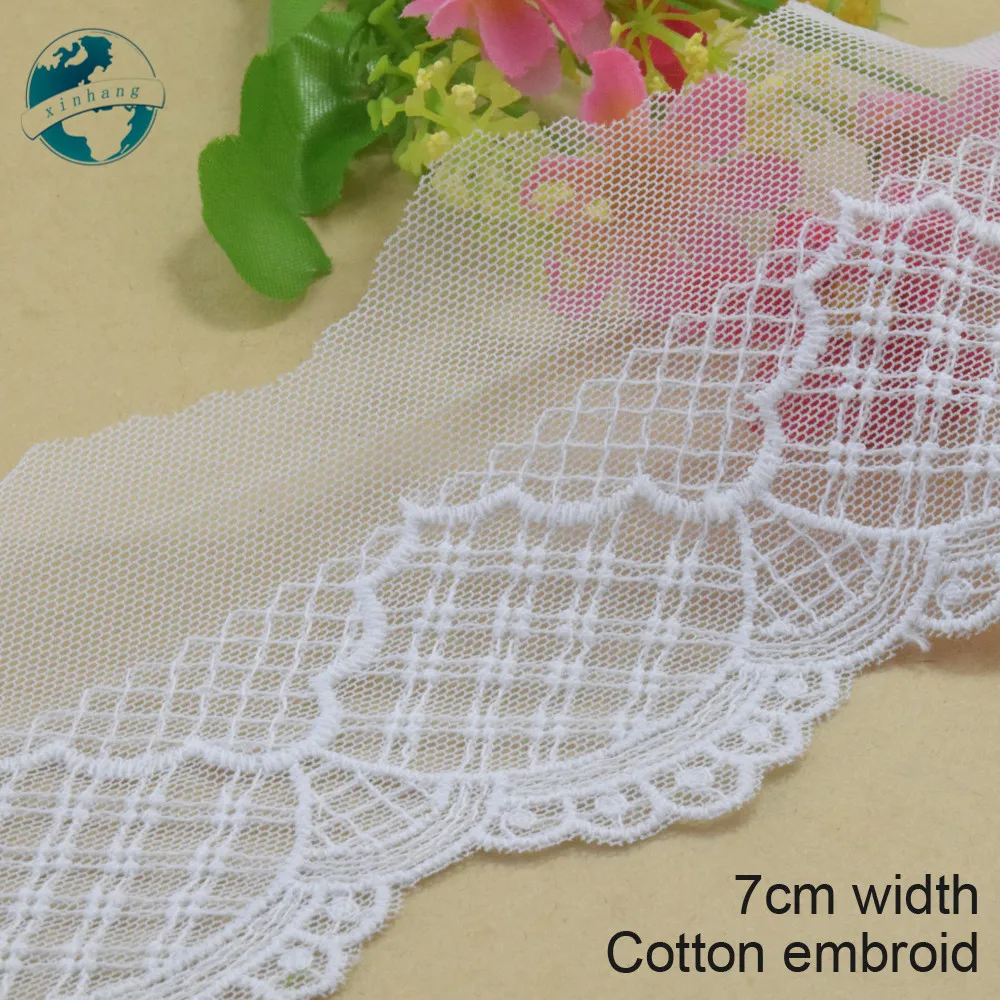 

3yard 7cm width Cotton embroid lace sewing ribbon guipure lace african lace fabric trim wedding lace DIY Garment Accessories3332