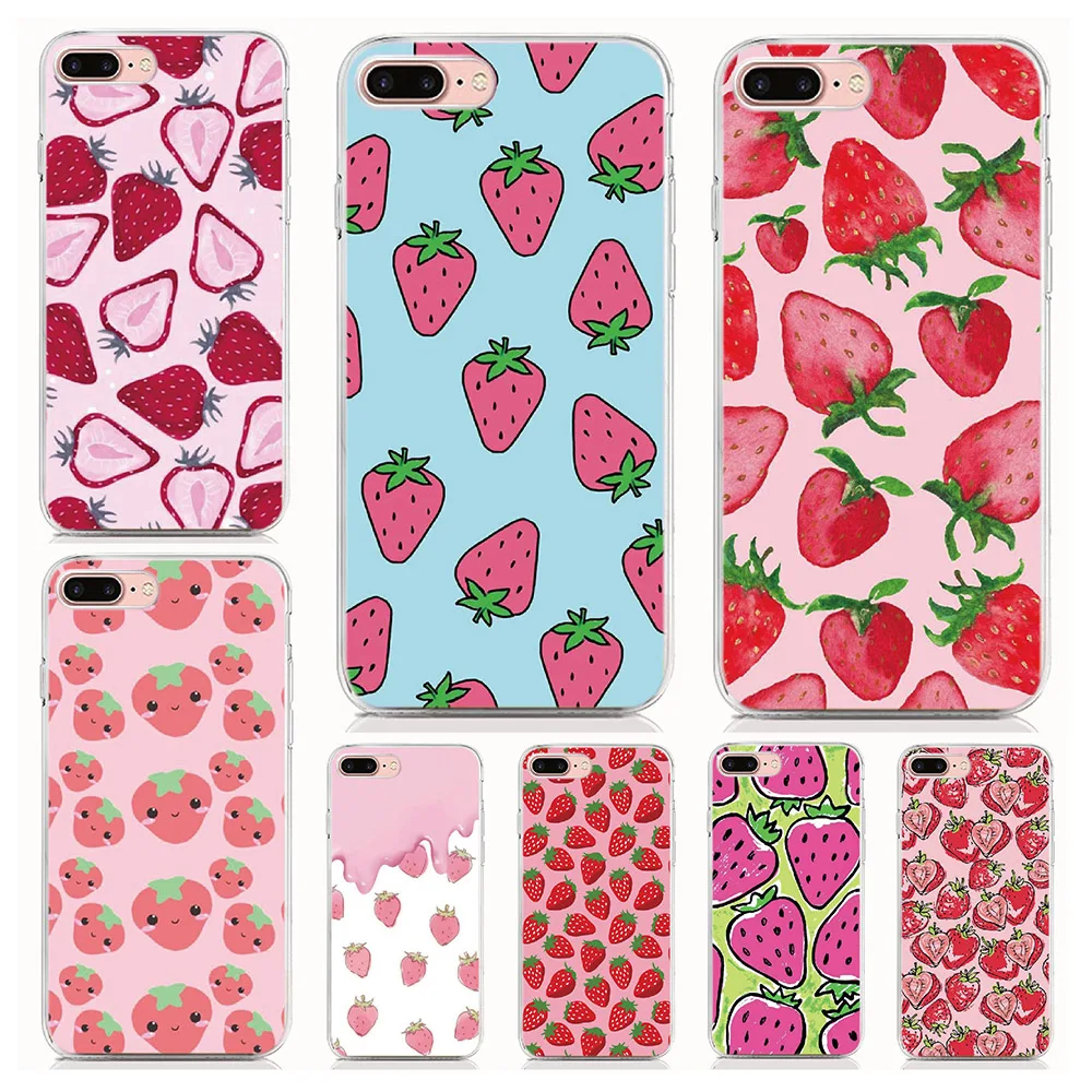 For Rakuten Mini Soft Tpu Silicone Case Print Funny Strawberry Back Cover Coque Shell Phone Cases