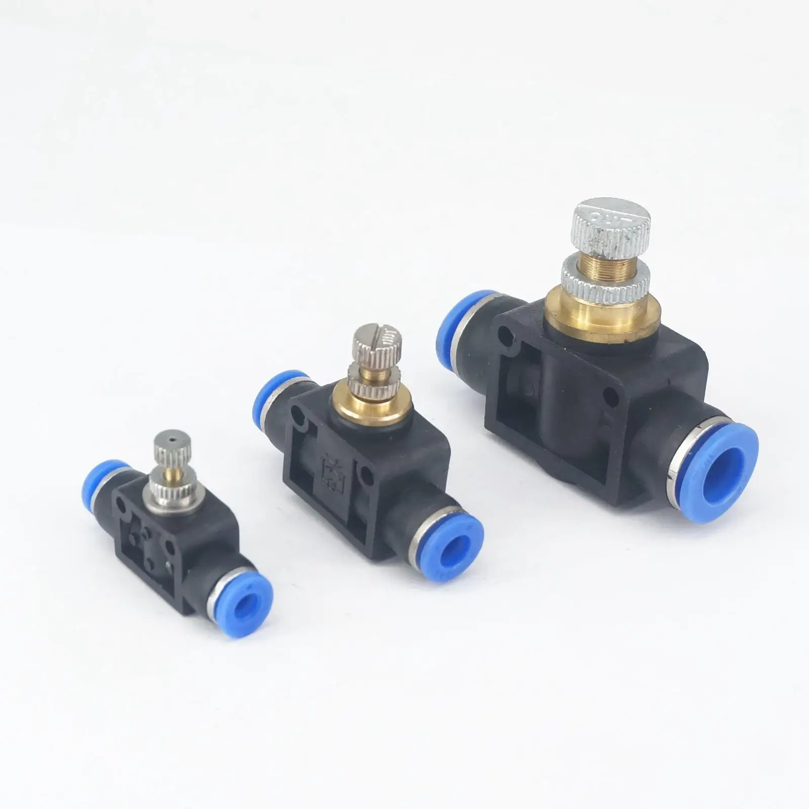 

Fit Tube O/D 4/6/8/10/12mm Pneumatic Push In Union Air Fitting Flow Speed Control Valve 0.8 Mpa