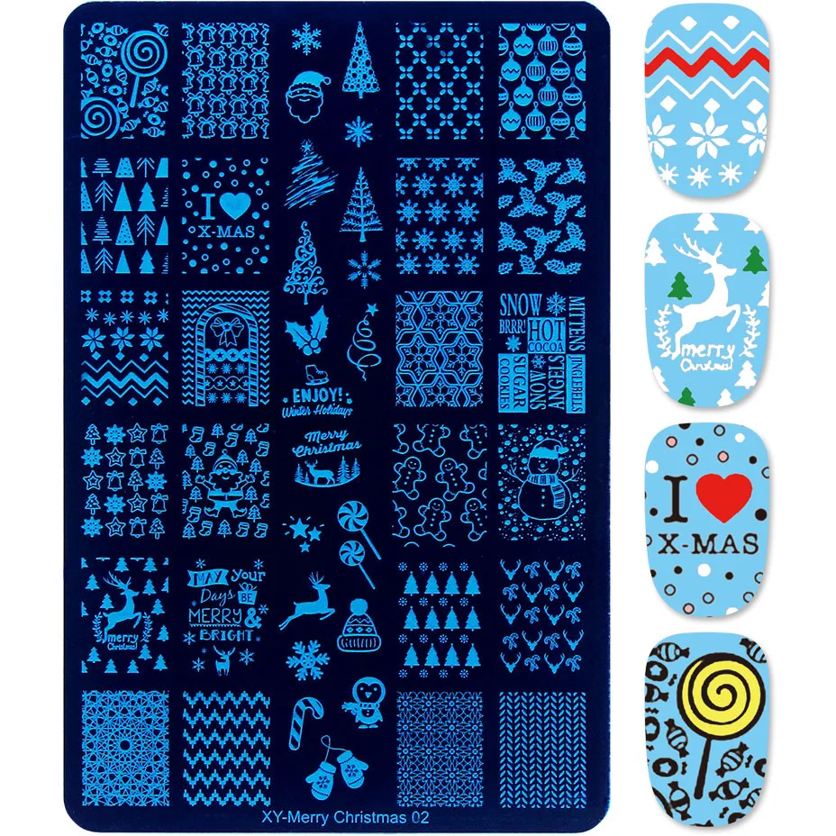 Kimcci Christmas series Nail Stamping Plates Snowman Image Stainless Steel Nail Art Manicure Templates for Nail Decorations