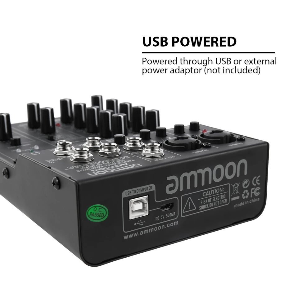 ammoon オーディオインターフェース Ammoon 4-チャンネルコンソールデジタルオーディオミキサー2バンドeq