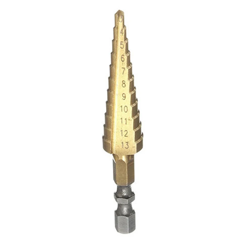 1pc x 1/4 polegadas hex haste passo cone broca ferramenta revestida titânio 3-13mm