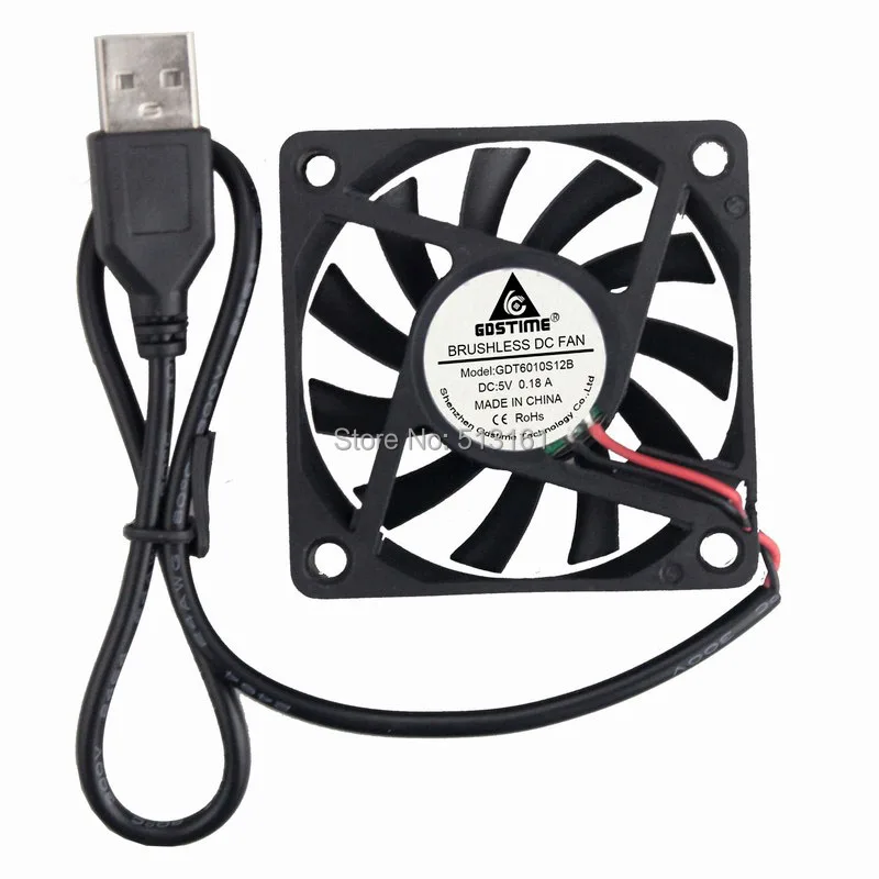 Gdstime 60x60x10mm 60mm 6cm 6010 5V USB Connector DC Cooling Fan For PC Computer