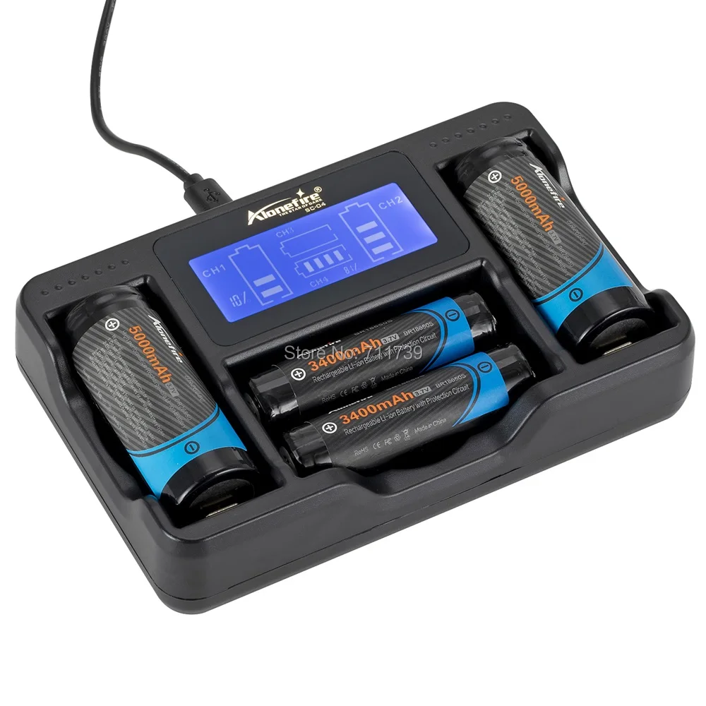 AloneFire SC-04 LCD Smart Battery Charger for Li-ion Ni-MH Ni-Cd 26650 18650 14500 26650 AA AAA C 3.7 1.2V 1.5V Batteries