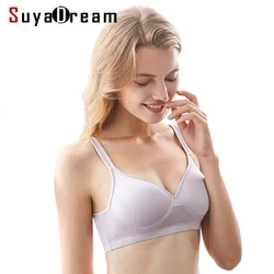 SuyaDream 100%Silk Woman Everyday Wear 3/4 Cup Basic Bras Wire Free Seemless Comfortable Simple Underwear