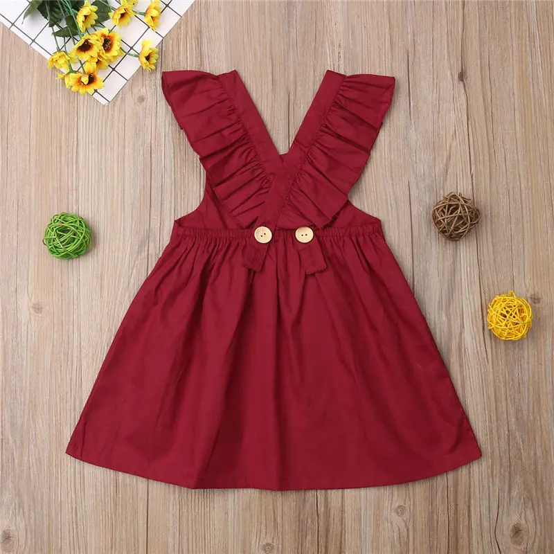 Emmababy Fashion Summer Cute Newborn Baby Kids Girls Overalls Dress Leisure Solid Color Toddler Dresses Clothes Dropship