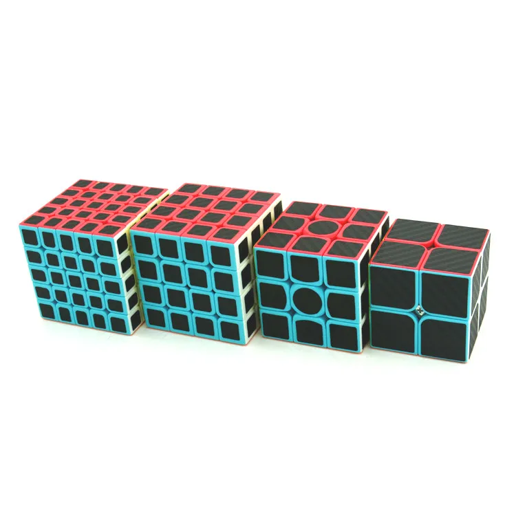 4Pcs/Set Magic Cube  2x2x2 3x3x3 4x4x4 5x5x5 Stickerless with Black Carbon Fiber Sticker Puzzle Toys For Children