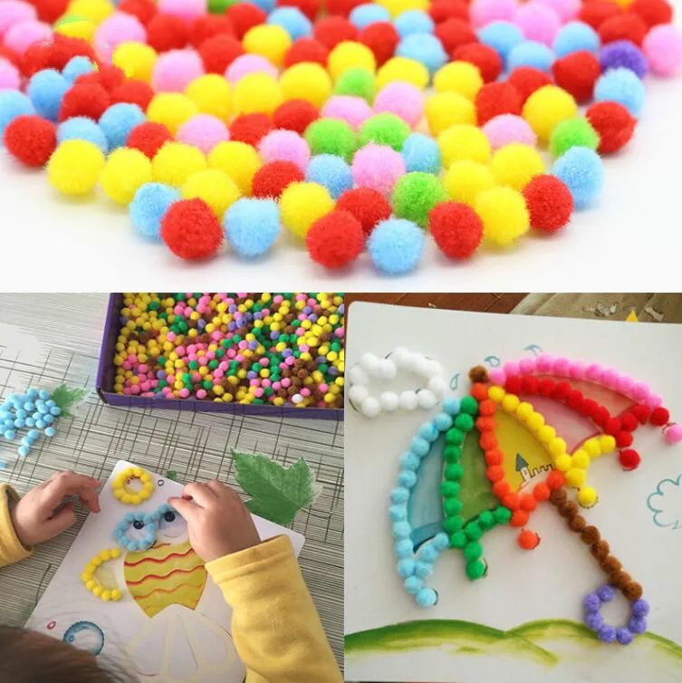 2 Teile/satz Kinder Plüsch Ball Malerei Aufkleber Kreative DIY Handgemachte Material Pädagogisches Spielzeug Kinder Cartoon Puzzles Handwerk