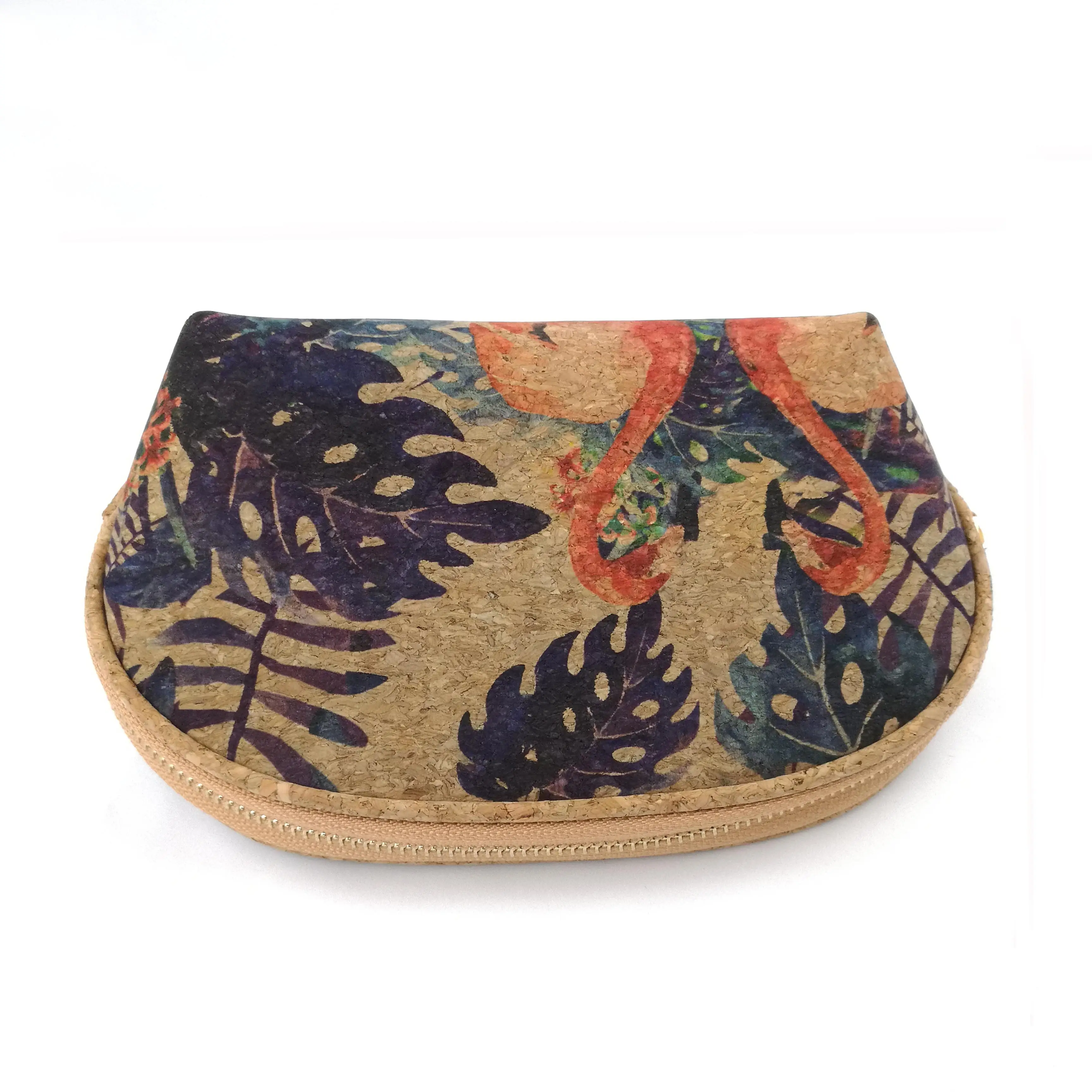 Flamingo Wooden Portugal Cork Makeup Pouch for Women Vegan