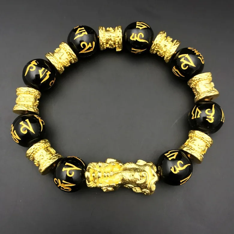 wholesale Gold Color Brave Troops Stone Beads Bangles & Bracelets Fashion Jewelry Chinese Lucky Energy Bracelet For Men Gift