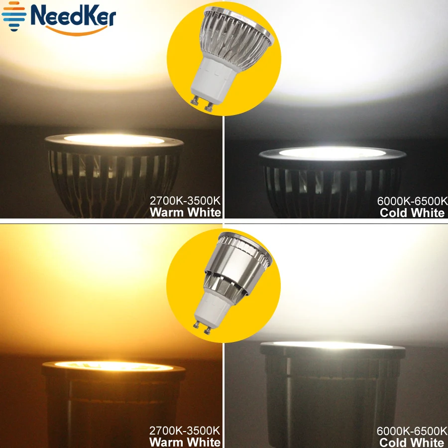 NeedKer-LED 램프 GU10 G5.3 LED 전구, 2W 3W 5W 9W 12W 15W AC 110V 220V, Lampada LED 콘덴서 조명 Cob 스포트라이트, 에너지 절약