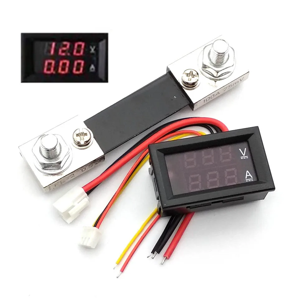 DC 100V 1A 10A 50A 100A Mini 0.28inch LED Digital Voltmeter Ammeter Volt Ampere Meter Amperemeter Voltage Indicator Tester