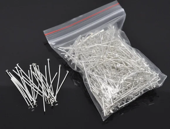 DoreenBeads-Alfileres de cabeza chapados en plata, 400x35mm, calibre 21, B01534, yiwu, 0,7 Uds.