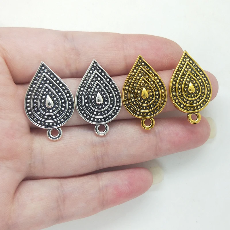 New 6pcs 16*26MM Retro Gold Water Droplets Shape Earring Base Earring Connector for DIY Earrings Accessories