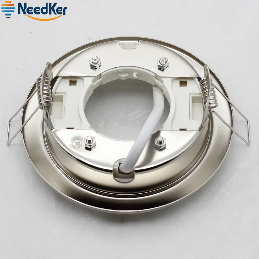 GX53 Led Lamp Holder Circular Iron White Silvery Body GX53 Lamp Bases With 10cm Wire For GX53 Led Light