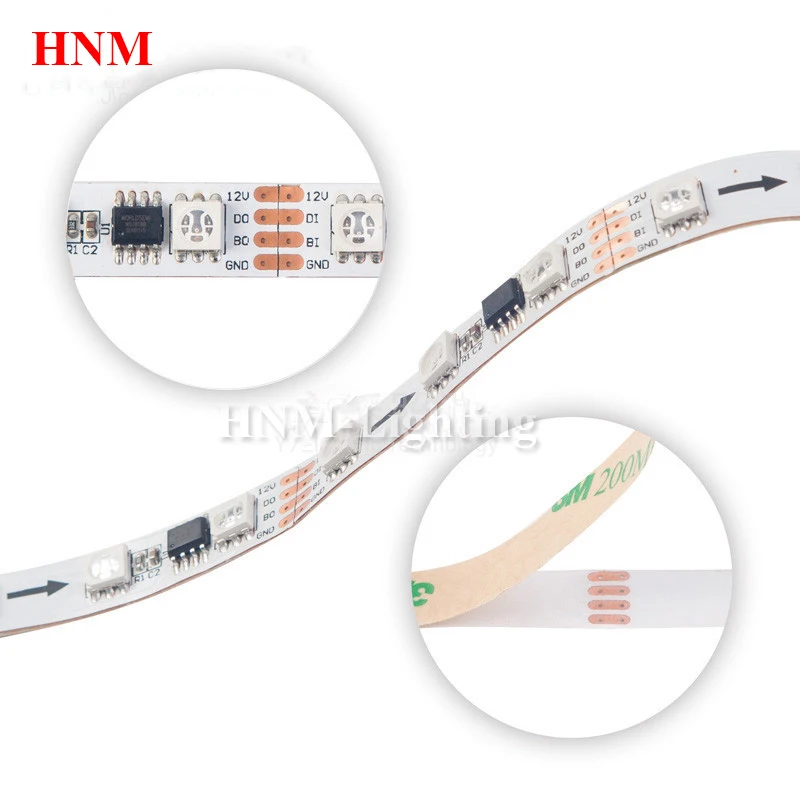 5M 30/48/60LEDs/m WS2818 Addressable RGB Pixel LED Strip Light 12V 5050 SMD Digital TV Tape,White/Black PCB,IP20/IP65/IP67