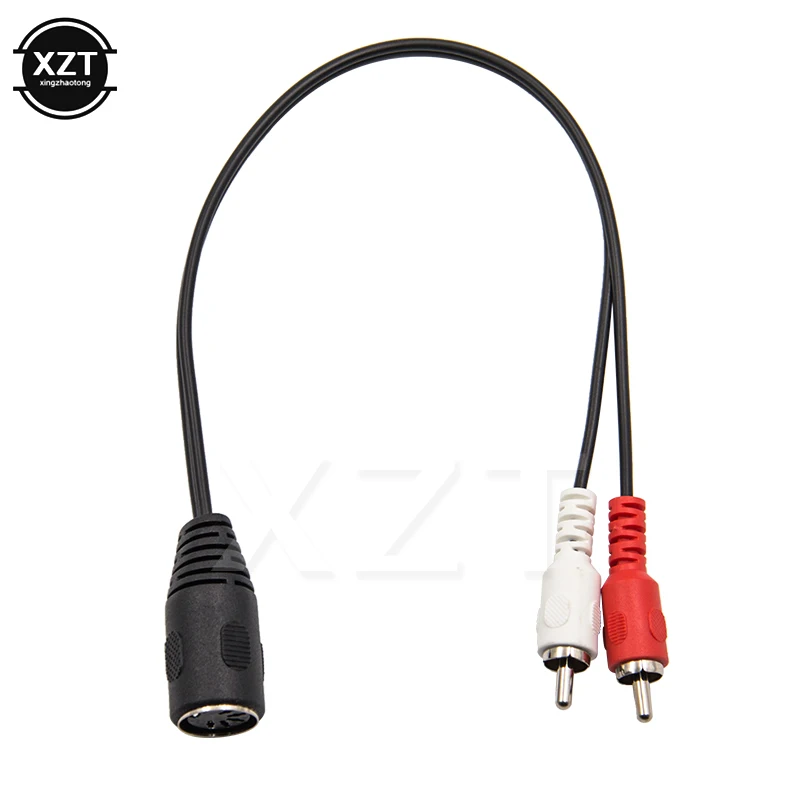 New 0.3M 5 Pins DIN Female To 2 RCA Male Plug AMP Audio Adapter Cable Car Accessories