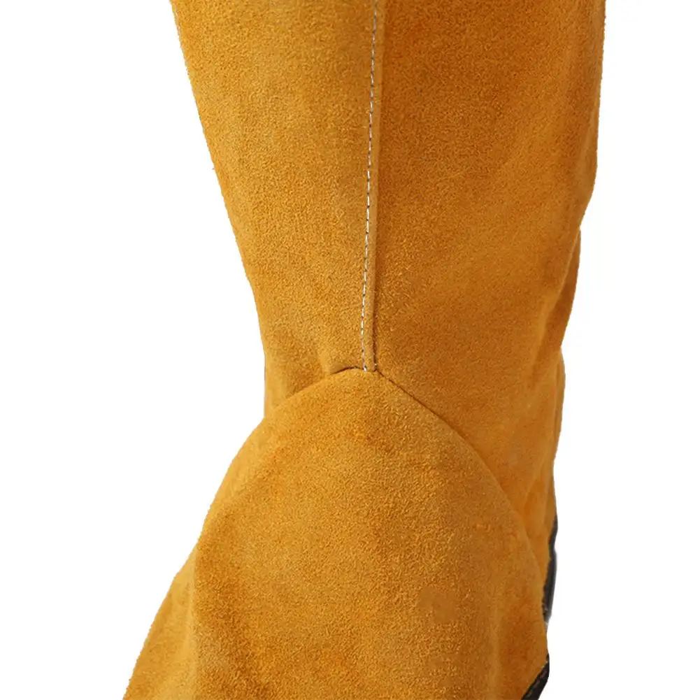 Trabalho de soldagem couro sapatos longos botas couro soldagem proteção contra incêndio pé leggings soldador pé cover wear soldador ferramentas