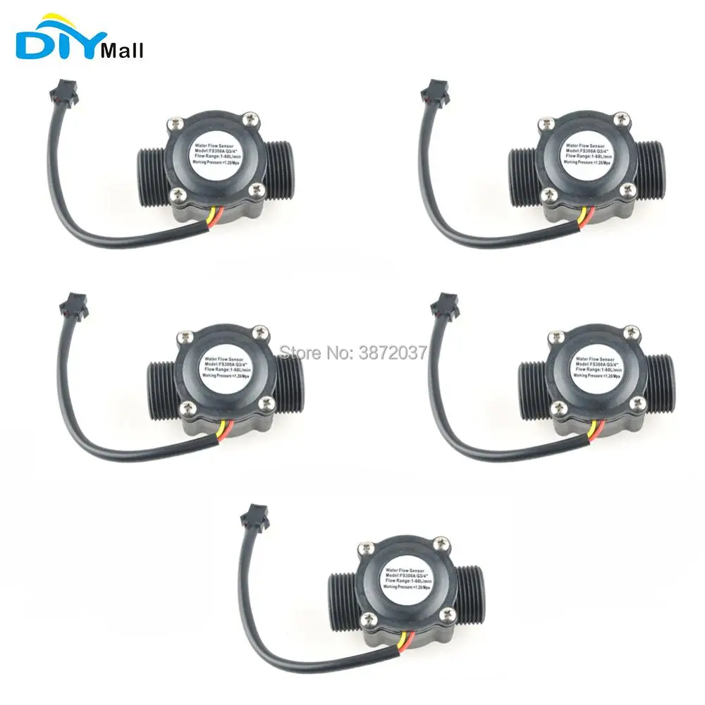 

5PCS/lot DIYmall Low Power Consumption G3/4" Water Flow Sensor Switch 1.8-5.5V 1.5uA