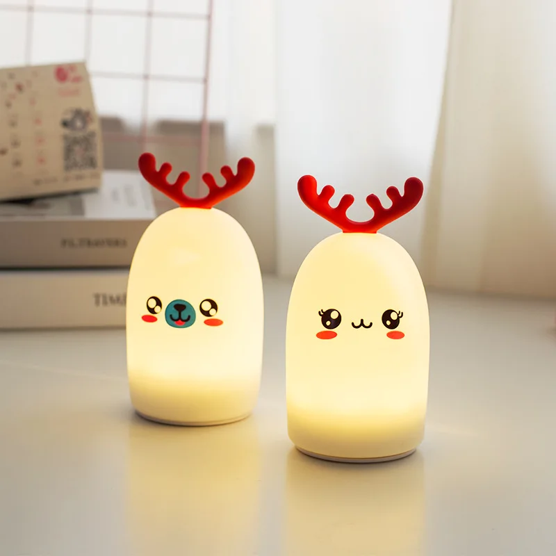 2023 New Colorful Animal Touch Sensor Light Led Decompression Cartoon Cute Pet Deer Ambient Light Night Light Night Lamp Gifts