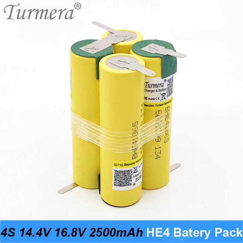 Batteria 3S 12,6 V 4S 16,8 V 18650 HE4 2500 mAh 20 A Corrente di scarica per batteria cacciavite shura (personalizza)