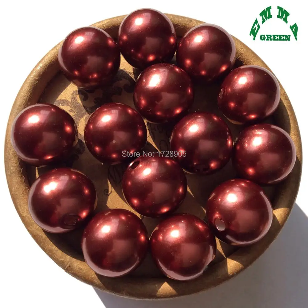 Bead Pearls Pearl Beads Imitation Burgundy 6mm to 30mm A23 Acrylic Round Pearl Spacer Beads for Jewelry DIY Bubblegum Necklaces