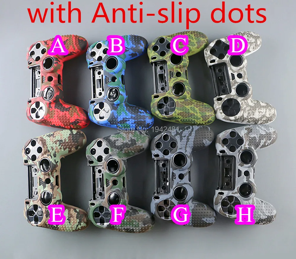 Camouflage Case Graffiti Studded Dots Silicone Rubber Gel Skin for Sony PS4 Slim/Pro Controller Cover Case for Dualshock4