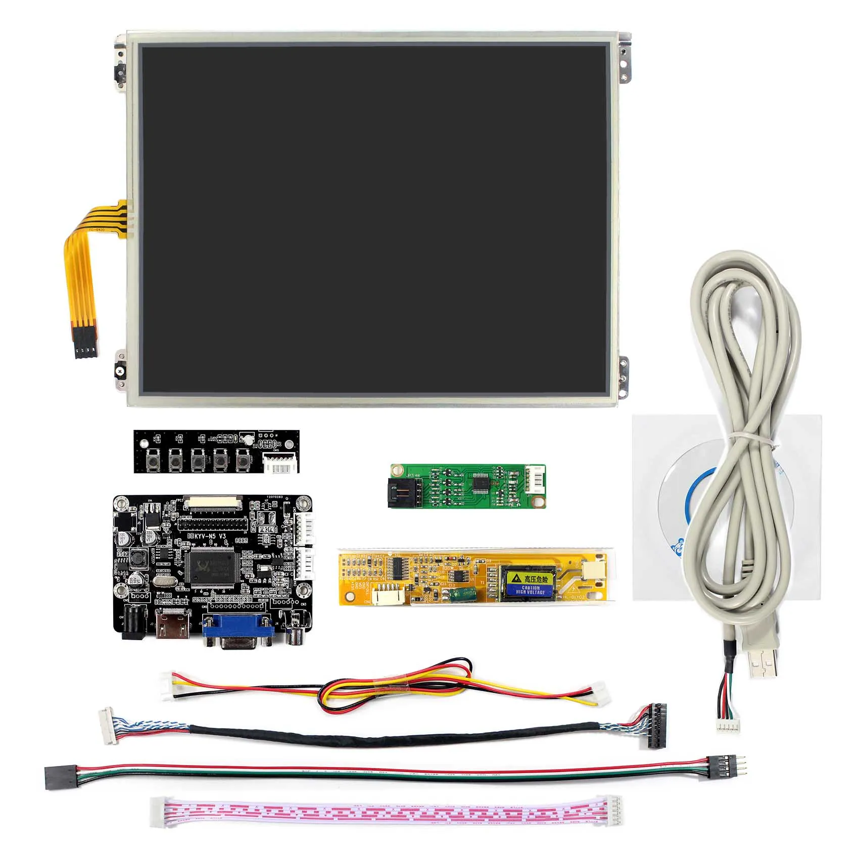 Controller tela lcd de toque com 10.4 polegadas, 1024x76., placa controladora lcd de alta definição com mi vga av HT10X21-311 v3.